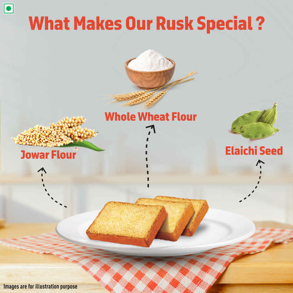 Tata Soulfull No Maida Elaichi Rusk | Made With Whole Wheat Atta & Jowar | Crunchy Tea-Time Snack