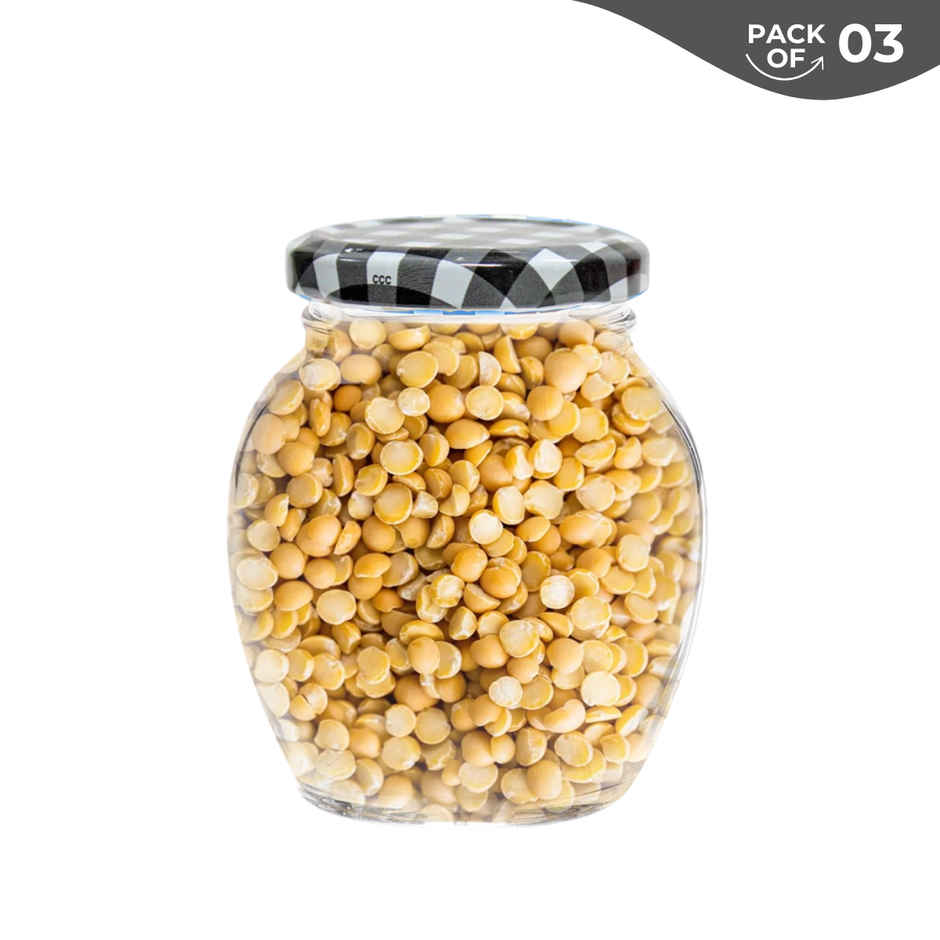 Yera Lucia Storage Jar Set - 3 pcs 375 ml Each - Black Checkered Lids