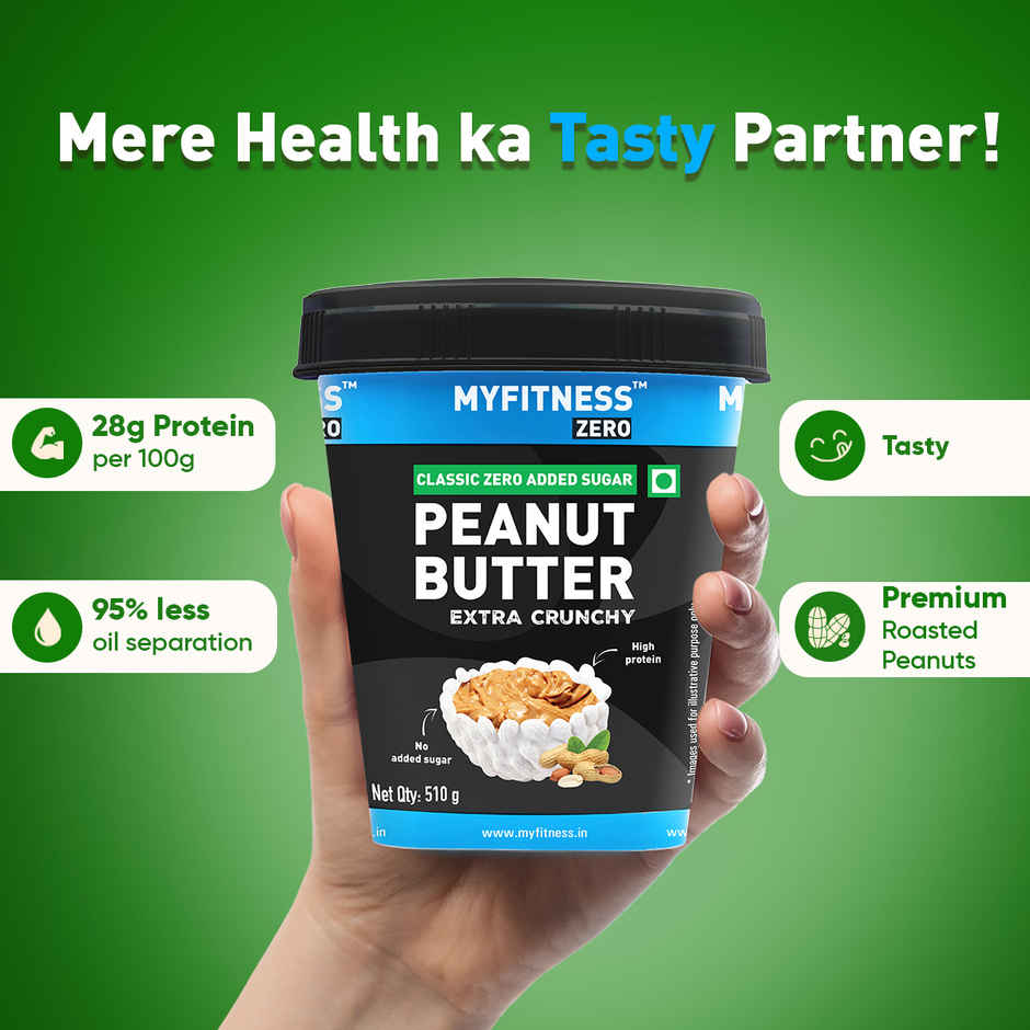MyFitness 28g High Protein Unsweetened Peanut Butter Crunchy | Zero Added Sugar & No Oil Separation