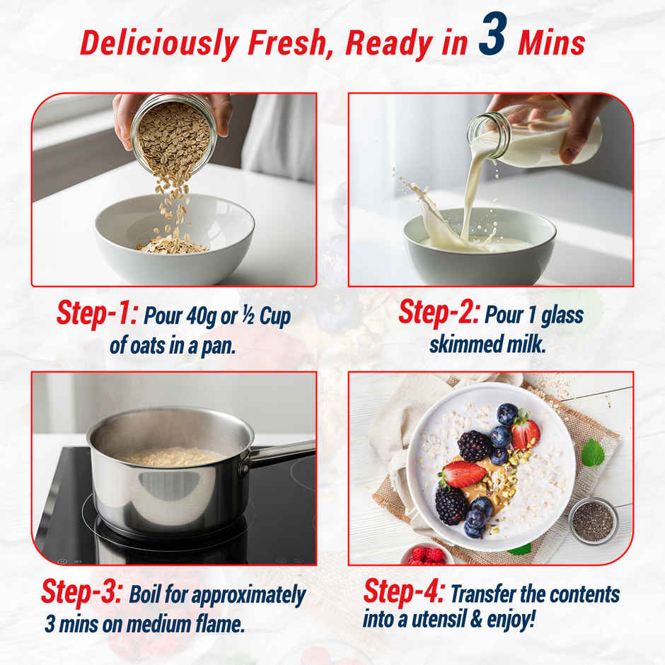 Sundrop Heart Instant Rolled Oats with 12.2% Protein, 10.8% Dietary Fibre | No Added Preservatives