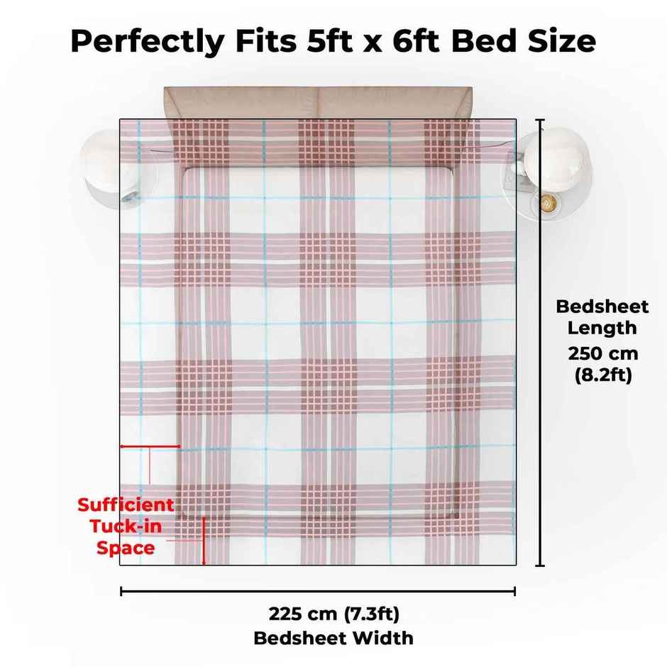 Story@home 144 TC Cotton Double Printed Flat Bedsheet (Red, Pink)