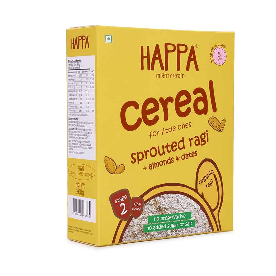 Happa Cereal Sprouted Ragi | Mango | Banana (200g) & Happa Cereal Sprouted Ragi | Almonds | Dates (200g) Combo