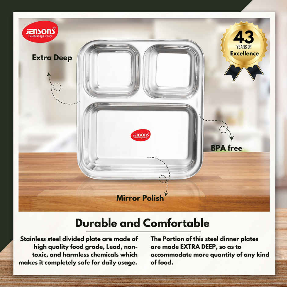 Jensons Stainless Steel Pao Bhaji Plate