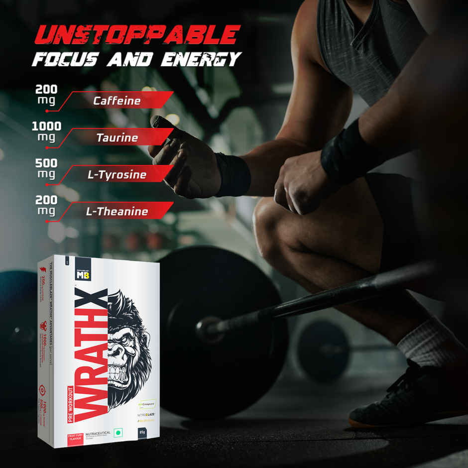 MuscleBlaze Pre Workout WrathX with Creapure Fruit Fury | Travel Pack