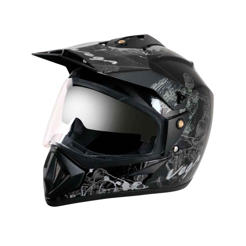 Vega Off Road D/V Sketch Lightweight Full Face Helmet- Black Silver - M