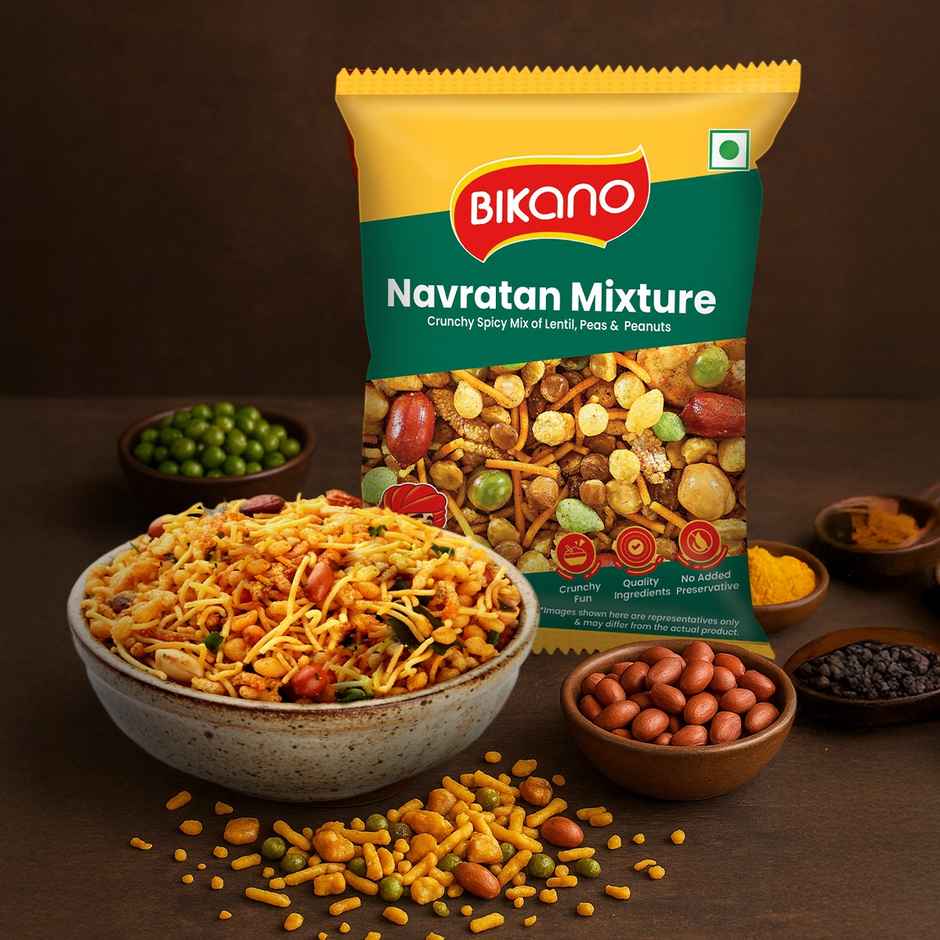 Bikano Navratan Mixture | Crunchy & Spicy Indian Snack | Protein & Fiber-Rich | Tea-Time & Anytime Snack Combo    