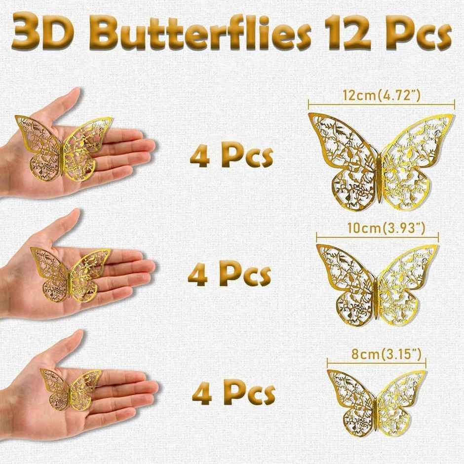 Golden Butterfly Decoration | 3D Golden Butterfly | Party Propz