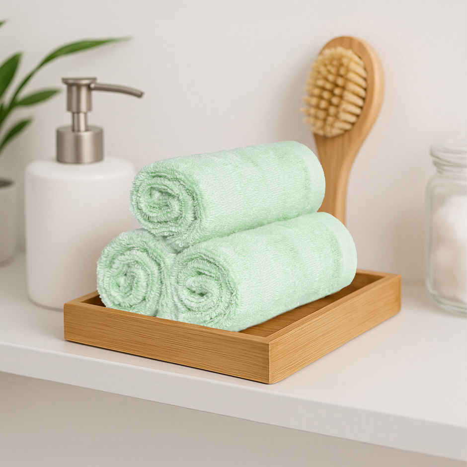 Mytrident Quick Dry Cotton Face Towel Set | 13 x 13 in | Sage