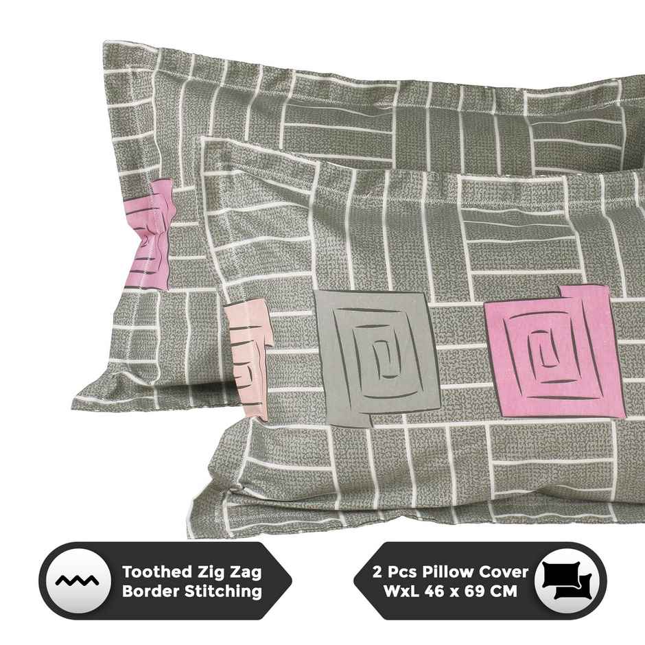 Story@home 144 TC Cotton Double Printed Flat Bedsheet (Beige, Mud Brown)