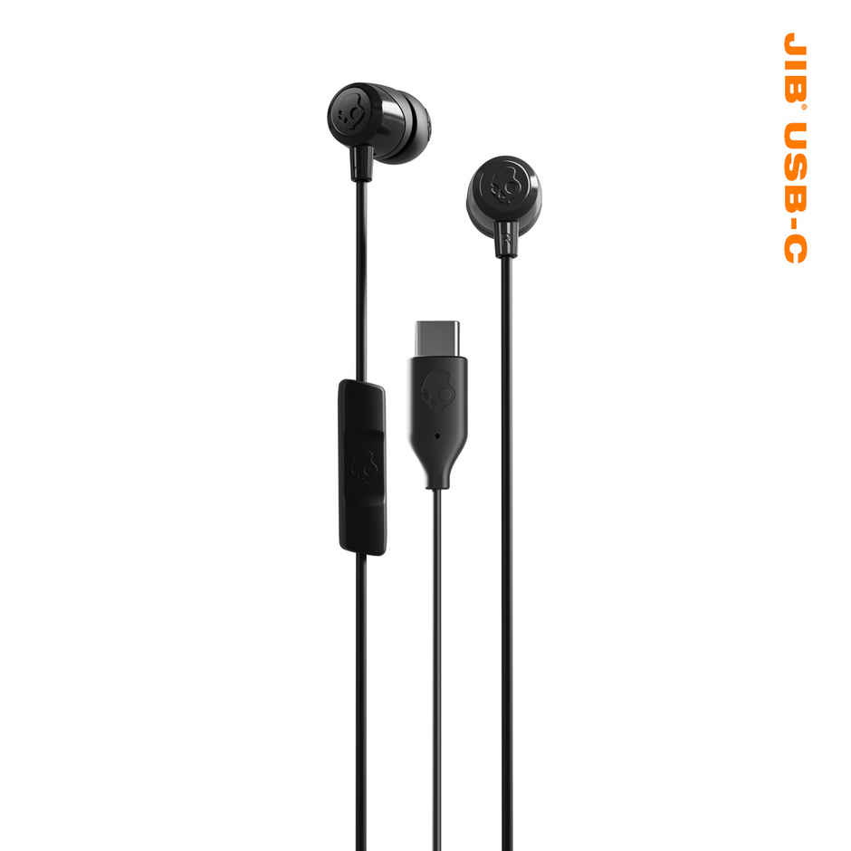 Skullcandy Jib USB-C Wired Earbuds with Noise Isolating Fit | Built-in Microphone Call - Black