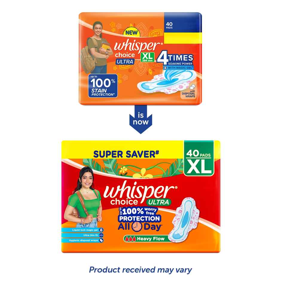 Whisper Choice Ultra Sanitary Pads | XL | 40 pcs