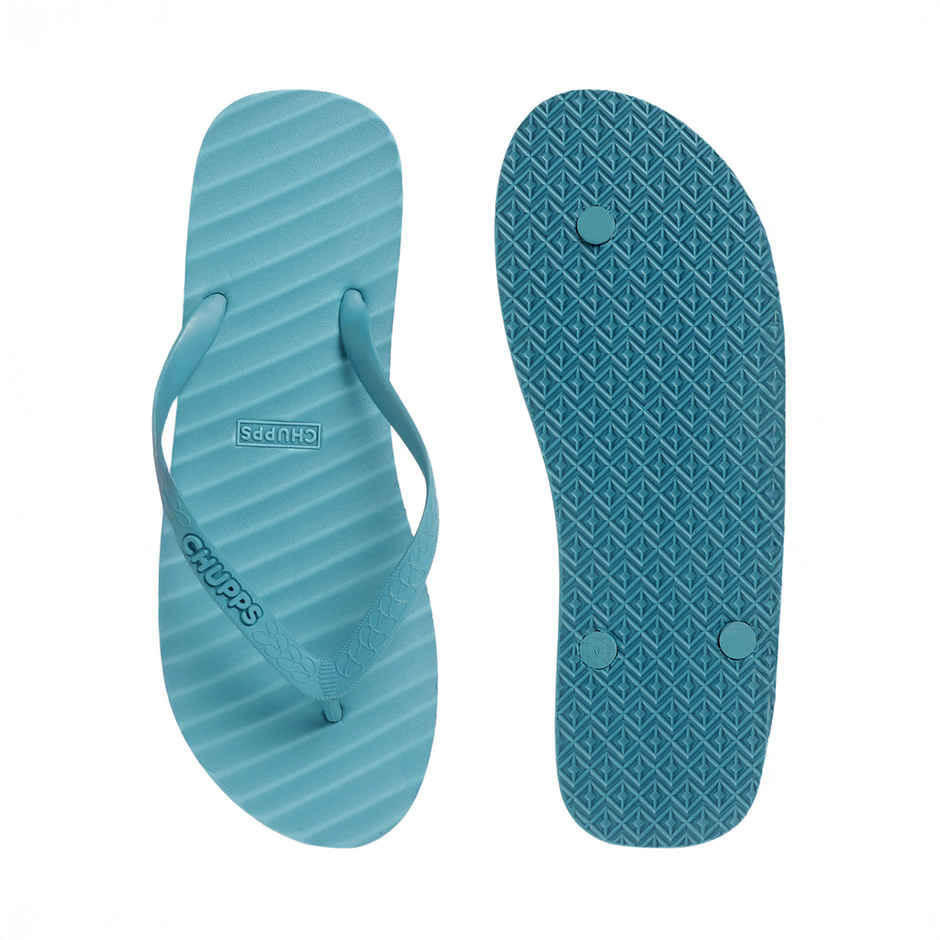 Chupps Women's Banana Leaf Monocrome Blue Flipflop - UK 7