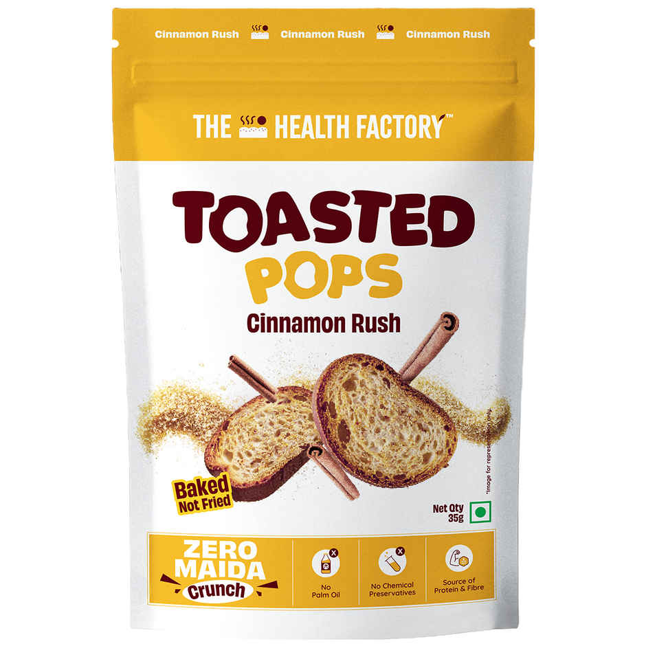 The Health Factory Toasted Pops Cinnamon Rush | Zero Maida | Baked Snack