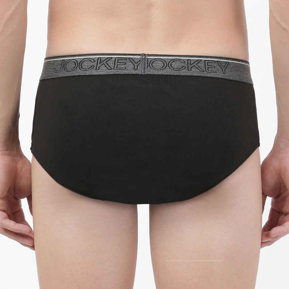 Jockey 8037 Men's Super Combed Cotton Underwear Solid Brief|Ultrasoft Waistband|PO2 | Black-S