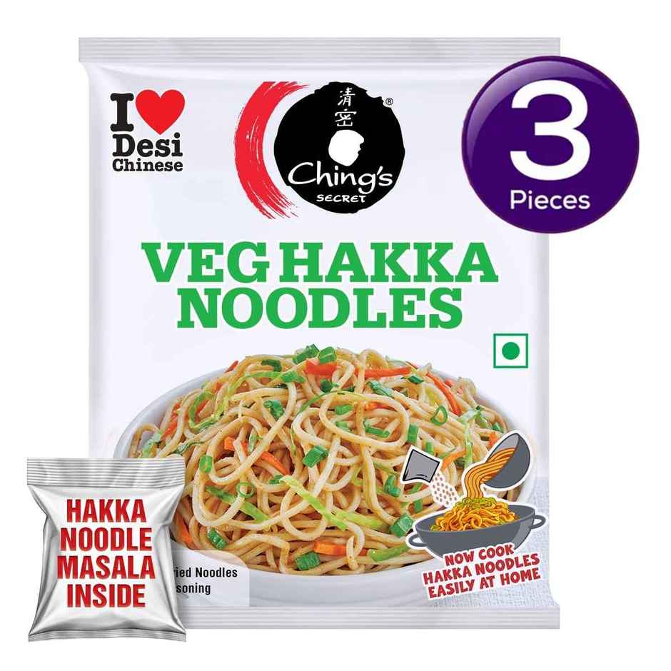 Ching's Secret Veg Hakka Noodles, Cooks In 5-7 mins, Just Soak & Drain Combo