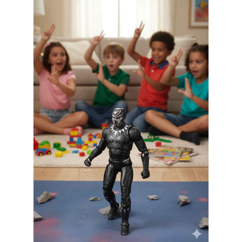 Striders Licensed Black Panther Action Figure with Plastic Display Holder | 7 inch
