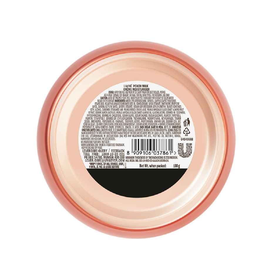 Lakme Peach Creme Moisturiser, Ceramide & Peptide, Skin Barrier Repair & Hydrated Glow
