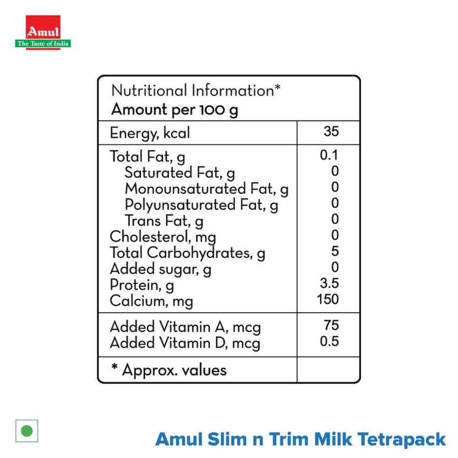 Amul Slim Trim Skimmed Milk (Tetra Pack)