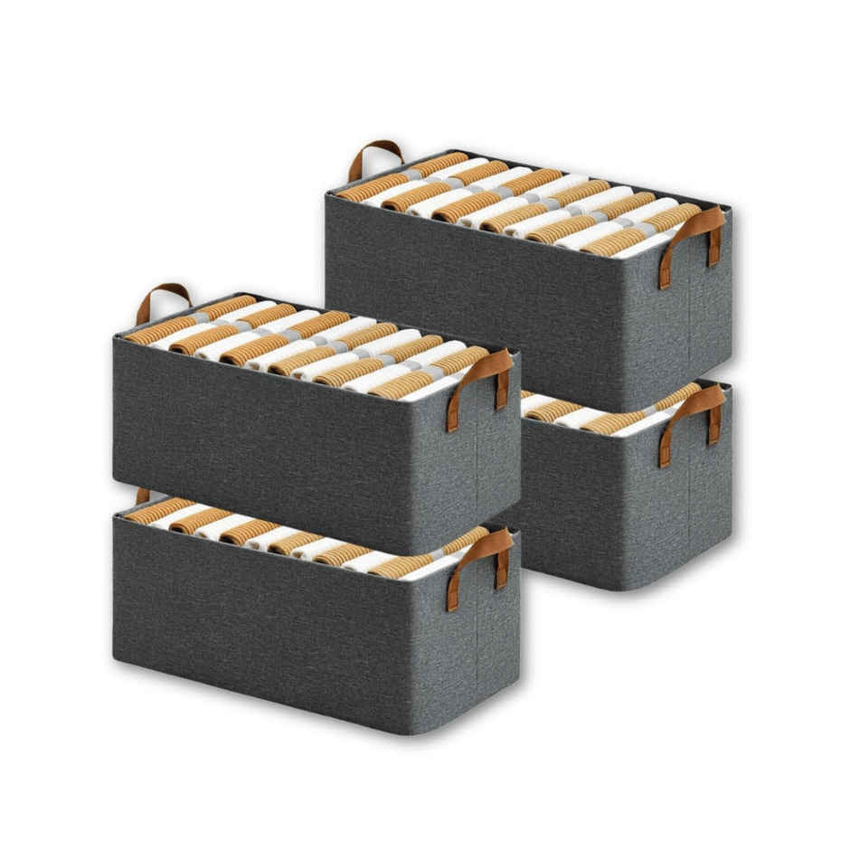 Zulaxy Foldable Fabric Storage Organizers for Clothes & Multipurpose Use | Grey