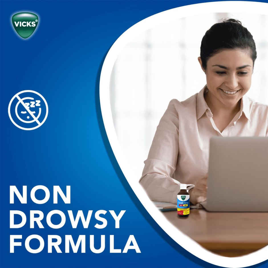 Vicks Cough Syrup, Fast Relief For Dry & Wet Cough, With Tulsi & Ginger Combo