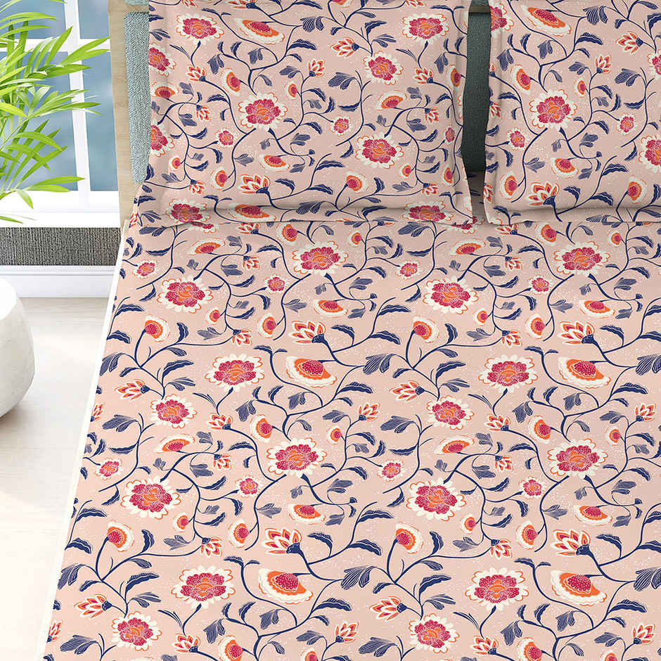 Boutique Living Siesta Egyptian Cotton 200 TC Pink King Bedsheet with 2 Pillow Covers