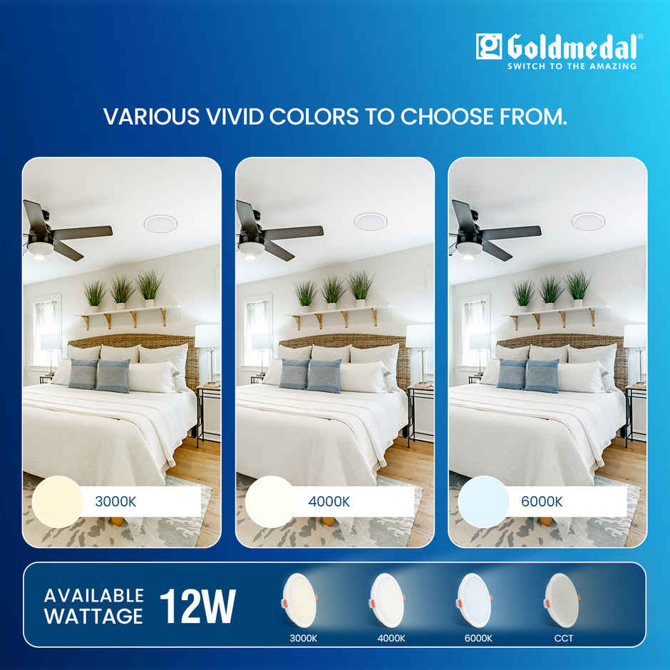 Gold Medal Glazz 10W Round Ceiling Light | Recessed LED Downlight for False Ceiling
