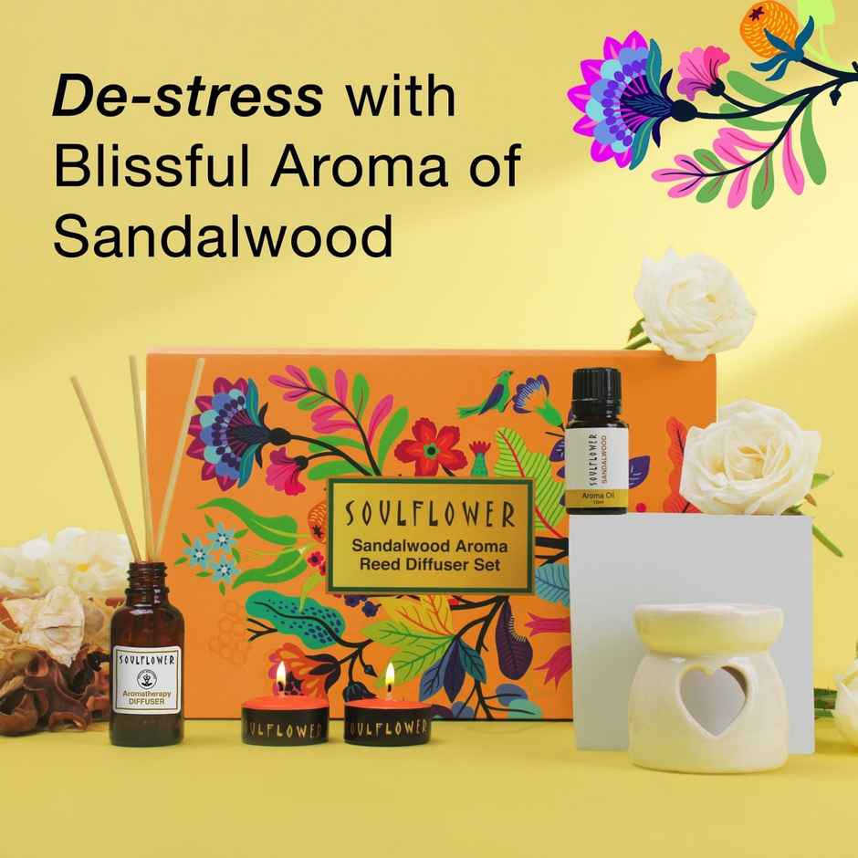 Soulflower Sandalwood Calm Diffuser Gift Set | Aromatherapy