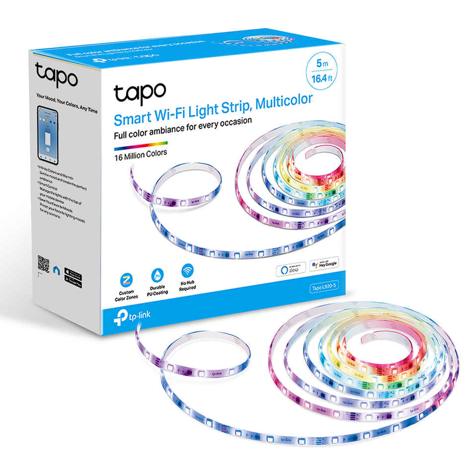 TP-Link Tapo L920-5 Smart Wi-Fi Light Strip 16million RGBIC, Works with Alexa & Google Multicolor