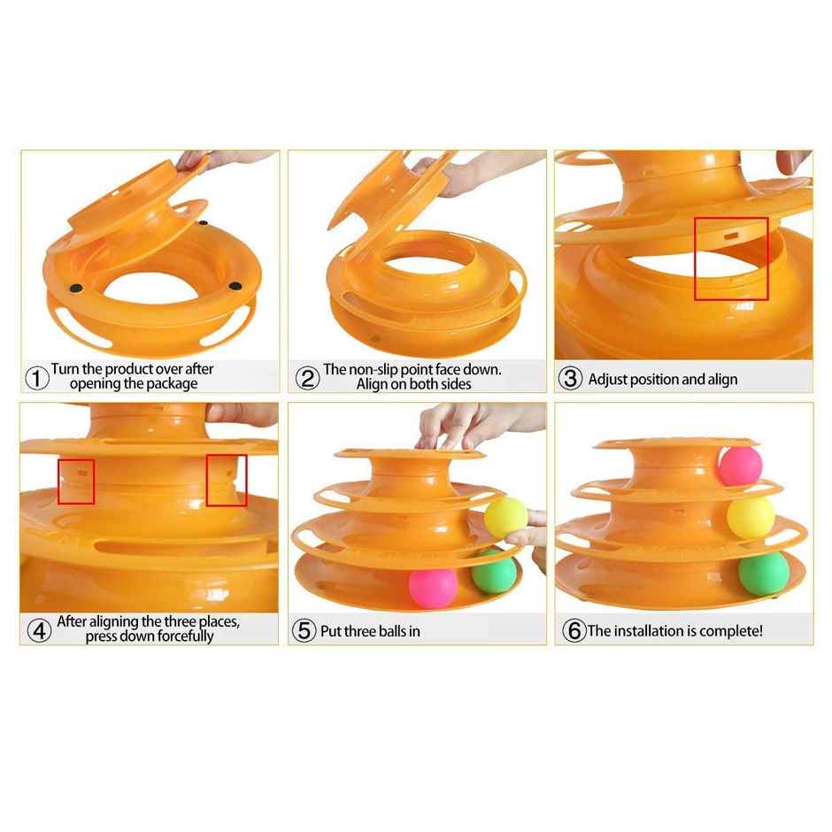 Petcrux Interactive Toy Tower Track Roller With Colorful Balls For Cats & Kittens - Assorted