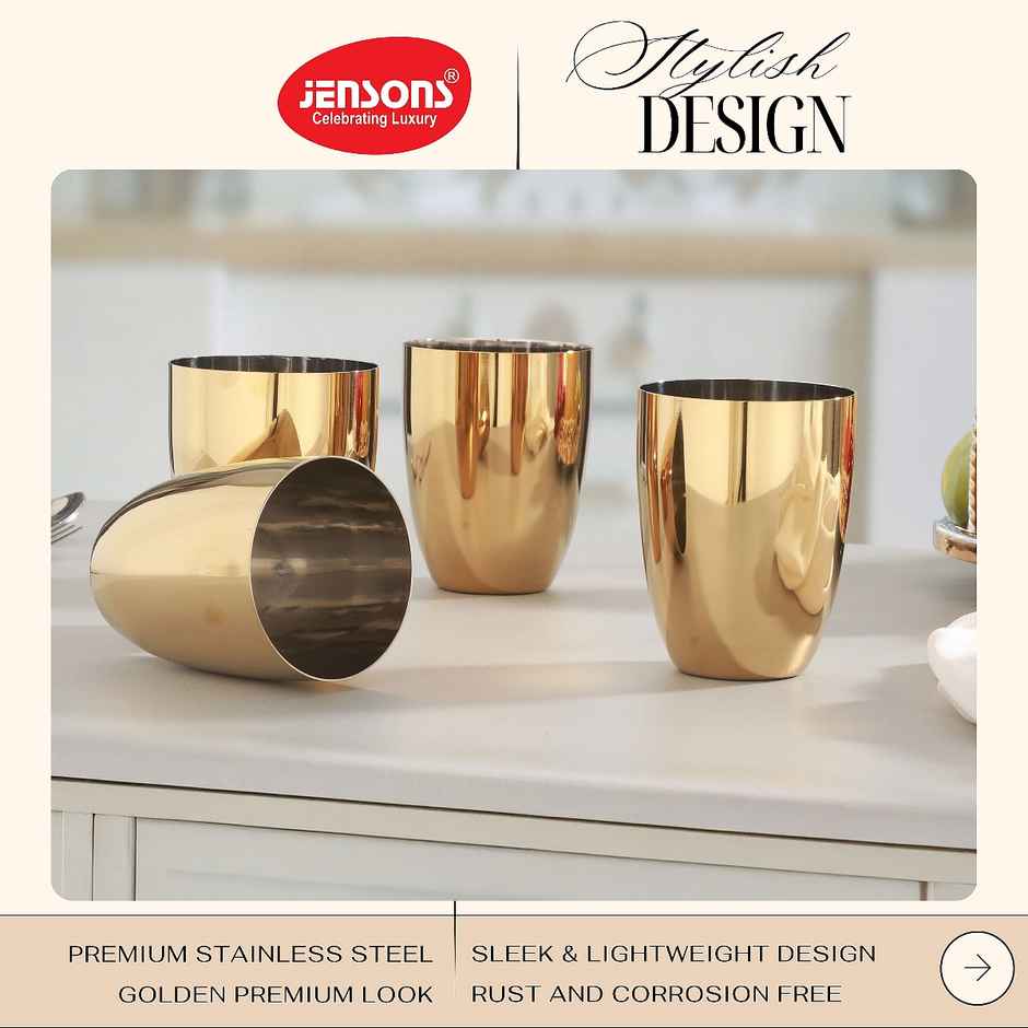 Jensons Pvd Lotus Glass 4 Pcs -gold