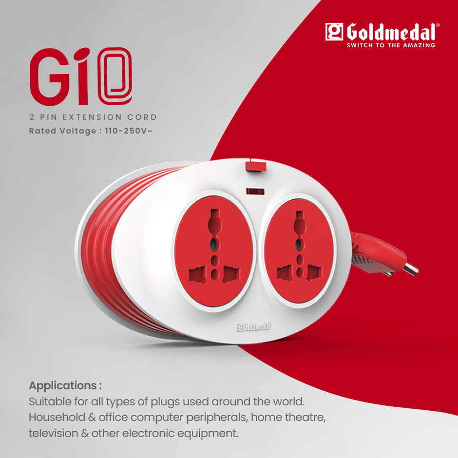 Goldmedal Gio 2-Pin Extension Board with 2.5m Extension Cord
