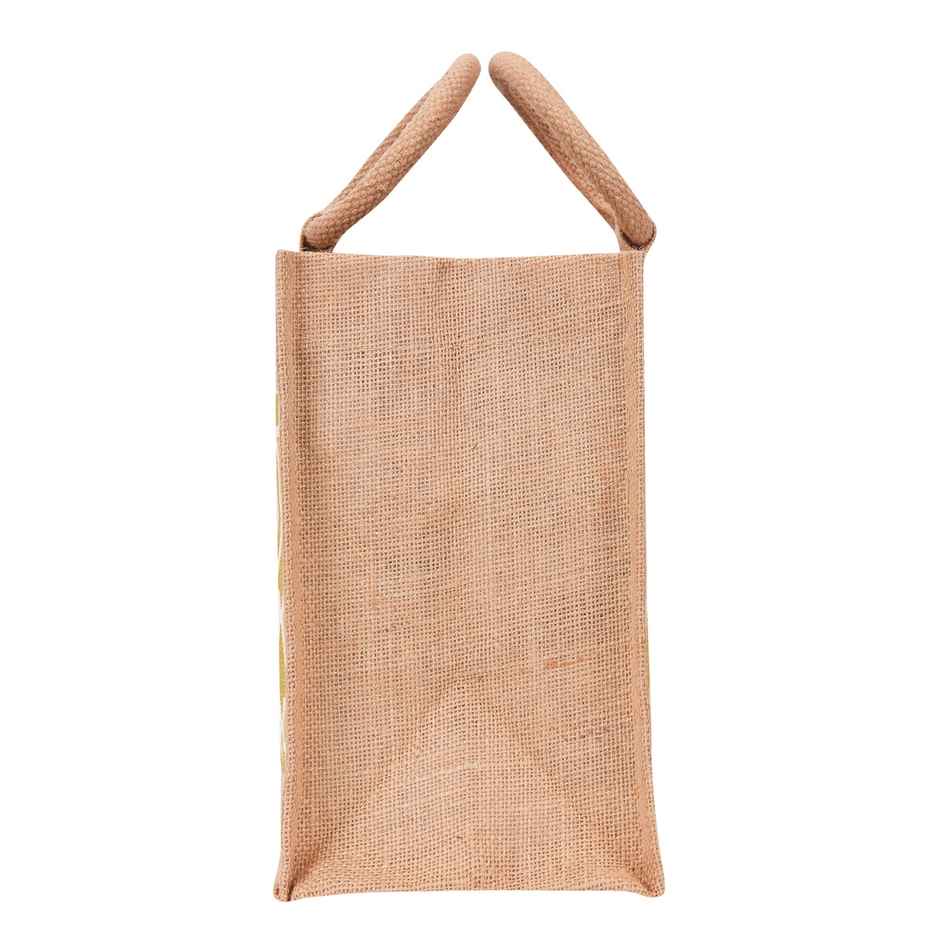 Jute Cottage Carry Bag - Taper Lunch Zipper Bag | Eco-friendly | Stylish | Green | 10 x 13 x 6