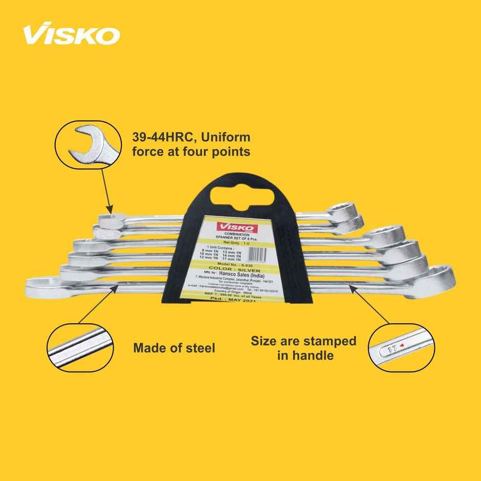 Visko 815 Hand Tools Combo | Adjustable Wrench | Screwdriver Set | Combination Wrench | 3 Tools