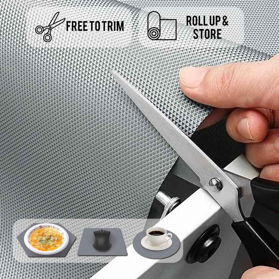 Story@home Eva Anti Slip Mat Diamond Shelf Liner Roll | Light Grey