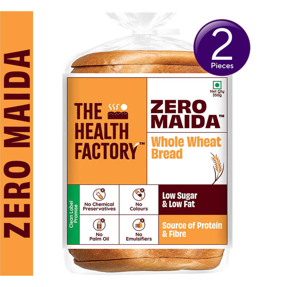 The Health Factory Zero Maida 100% Whole Wheat Bread | Clean Label - Not Brown Combo