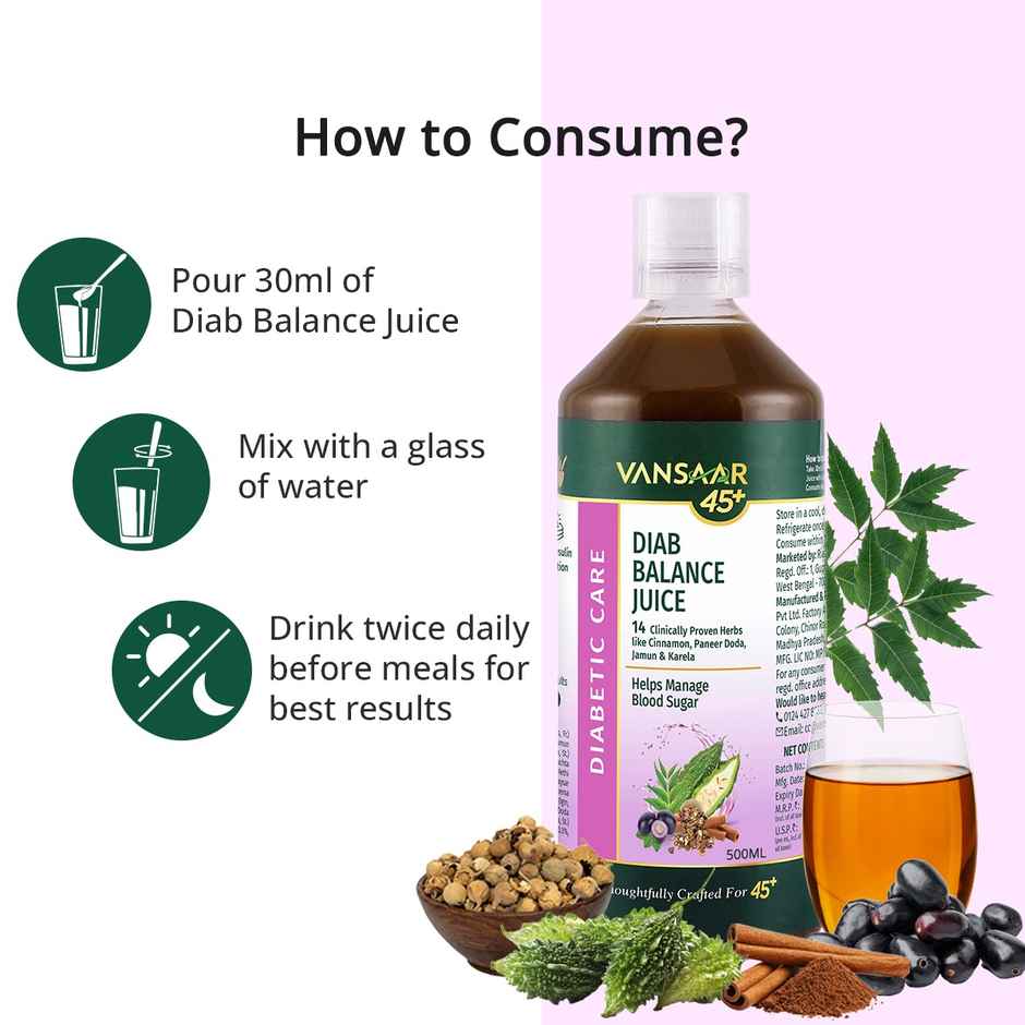 Vansaar 45+ Diab Balance Juice - Diabetes Care Juice