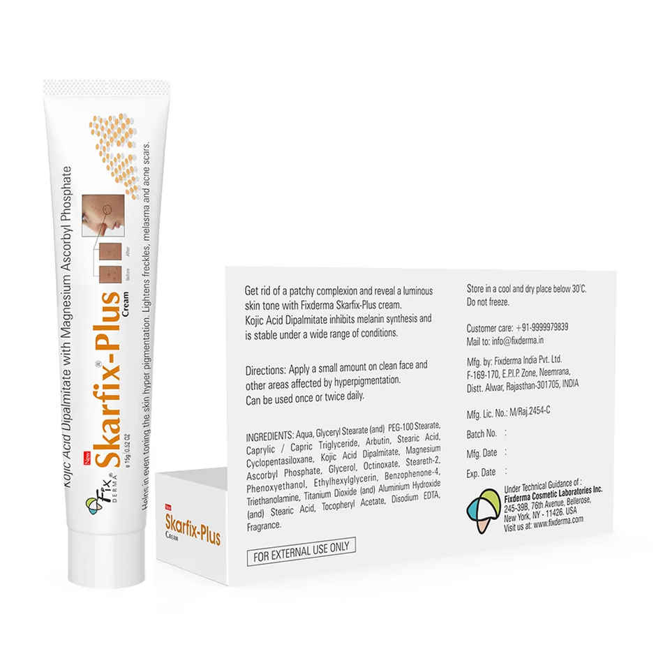 Fixderma Skarfix-Plus Cream with Kojic Acid for Hyperpigmentation, Melasma & Acne Scars