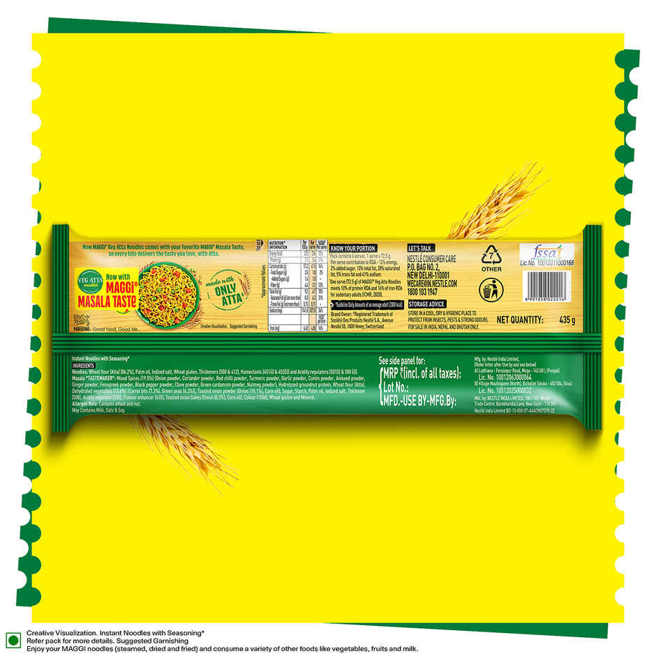 Maggi Veg Atta Noodles Made with Only Atta Flour