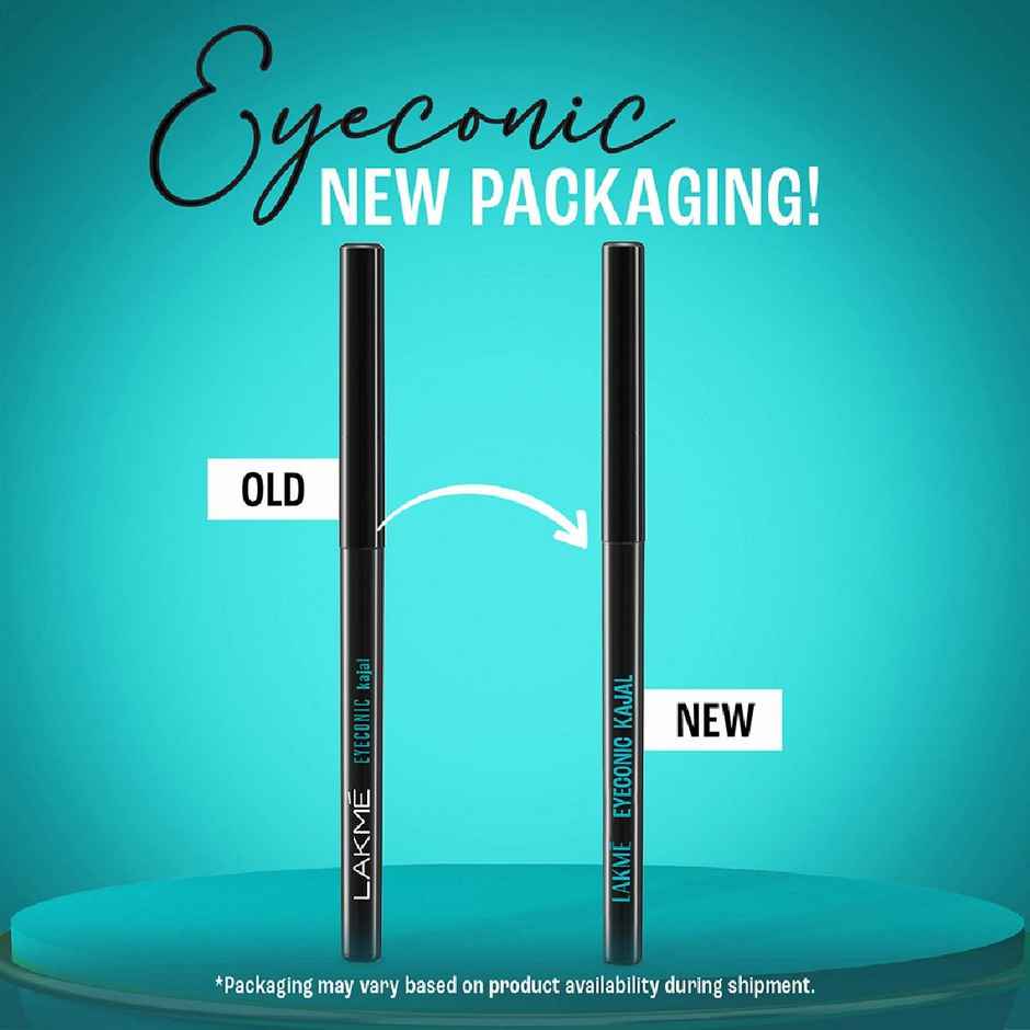 Lakme 9 to 5 Eyeconic Kajal, Waterproof, Smudgeproof, lasts 24 Hrs, Sparkling Black