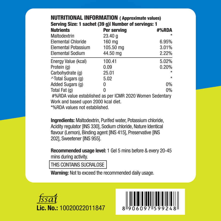 Fast&Up Energy Gel Non Caffeinated Zesty Lemon