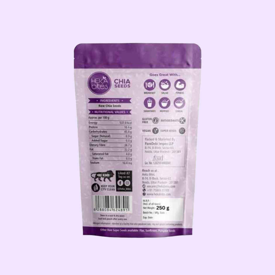 Heka Bites Raw Chia Seeds | Premium Seeds | Weight Loss Source Of Omega -3 & Calcium