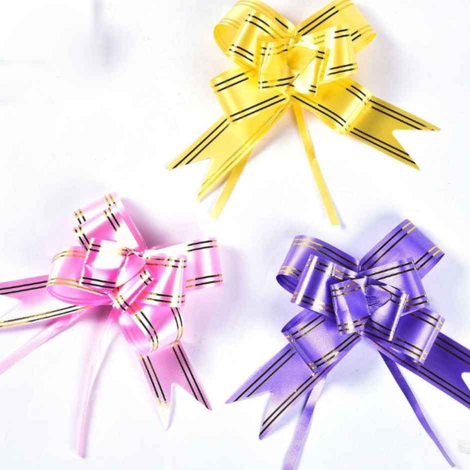 Ribbon Bows - 12 mm - Color May Vary (Pack Of Single Color)