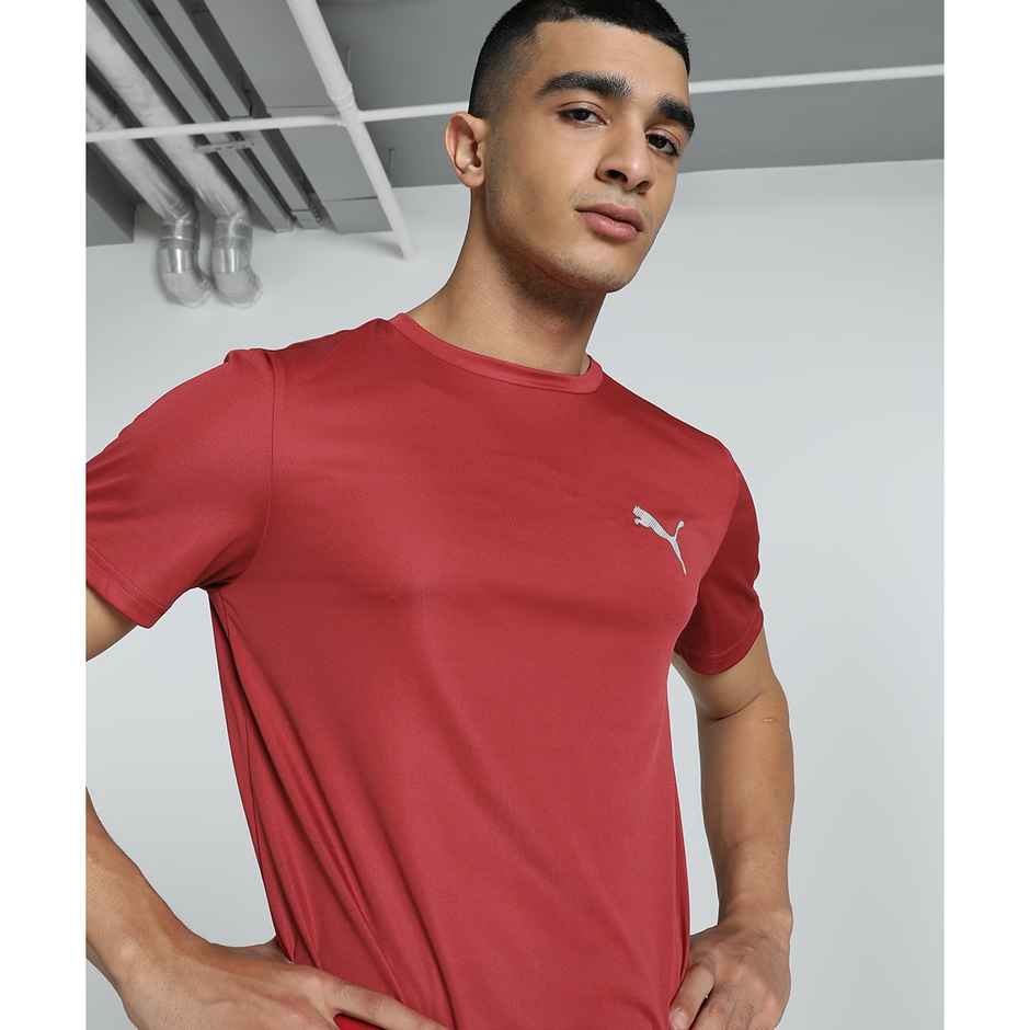 Puma Men's Round Neck Active Small Logo Tee | Red - XL