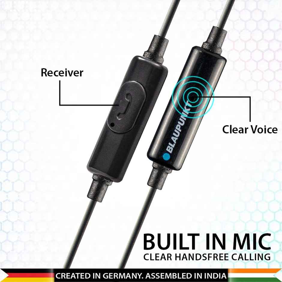 Blaupunkt Em06 In-Ear Type C Earphone With Mic And Deep Bass | Black | In The Ear