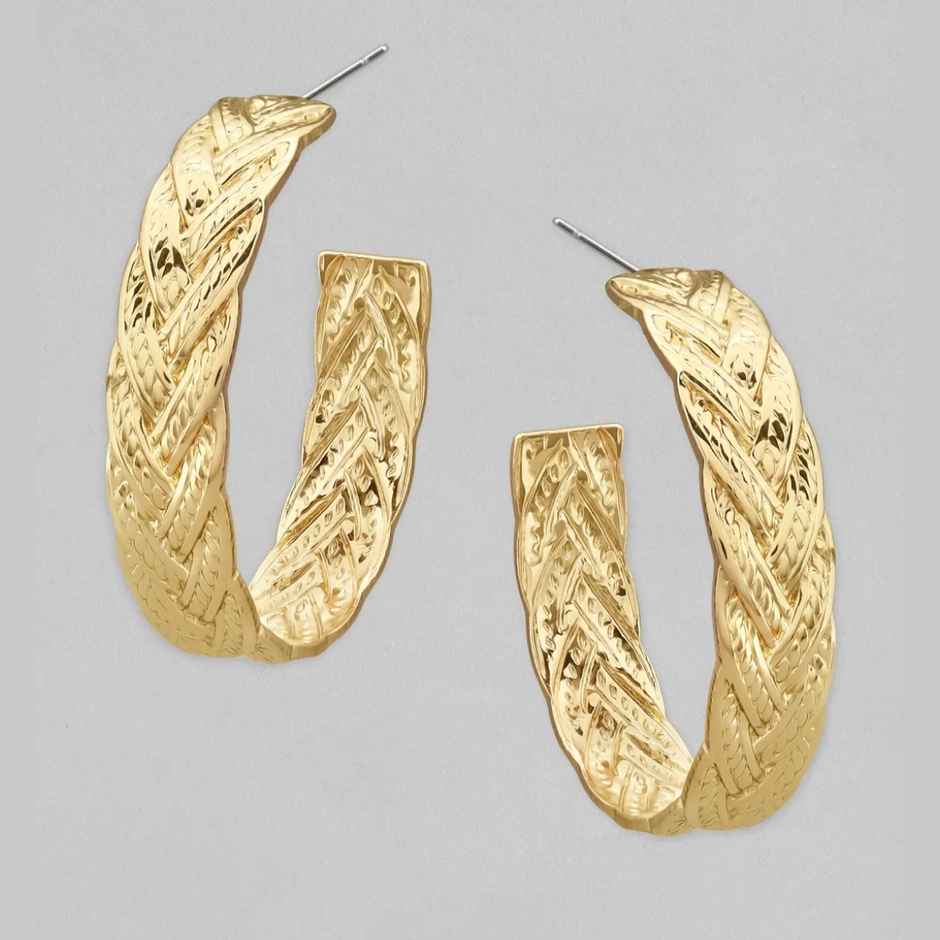 Rubans Gold-Toned Contemporary Half Hoop Earrings