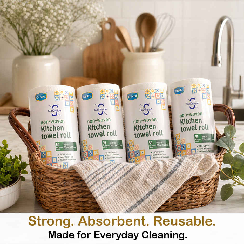 GINNI Superwipe Kitchen Towel Roll | 50 Pulls | 20 x 22 cm