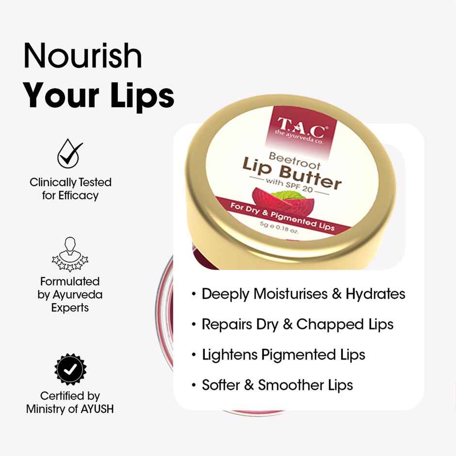 TAC Beetroot Lip Butter With SPF 20, Repairs Dry Lips & Reduces Pigmentation