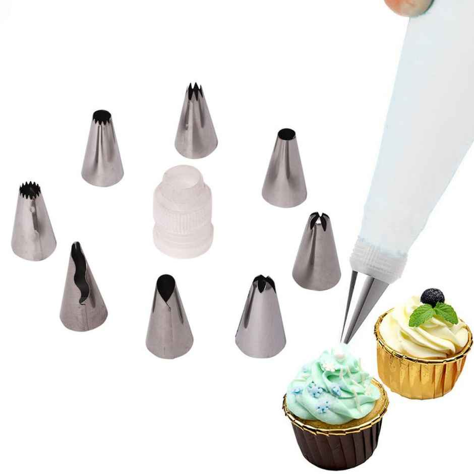 Aluminium Nozzles 8 Pcs with 1 Coupler and 1 Piping | Baking Tool