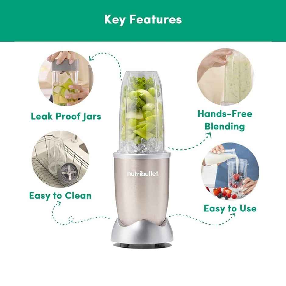 Nutribullet Pro Champagne Gold | 900W | 3 Unbreakable Jars | 2 Blade Set (Wet & Dry) | Gold