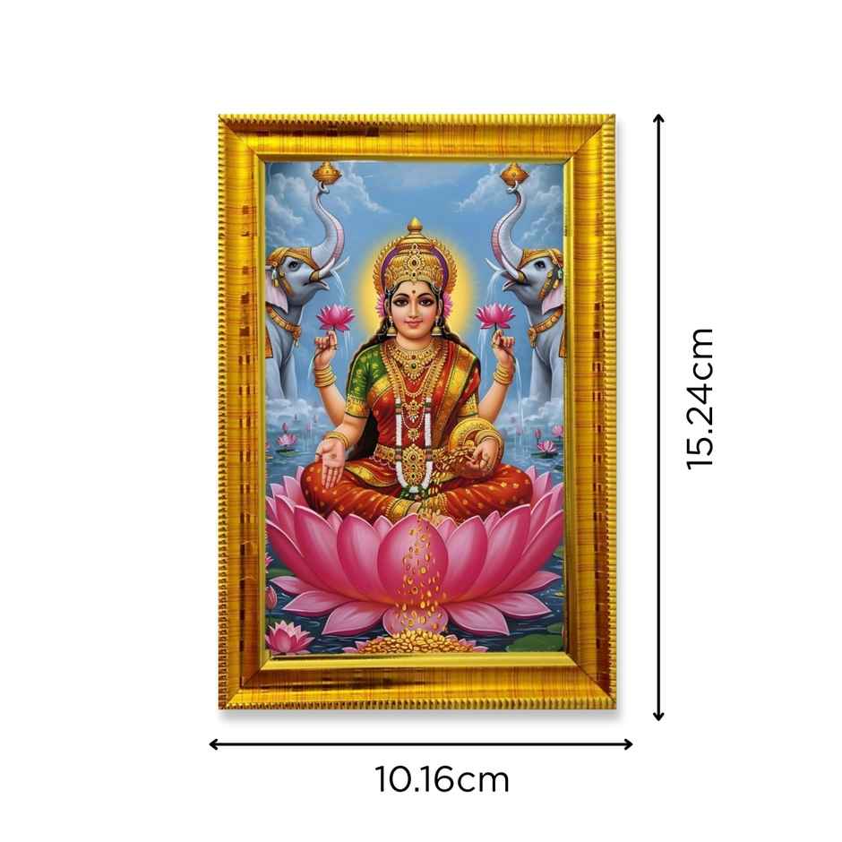 eCraftIndia Dhana Vaibhav Laxmi Devi Photo Frame | Wood | 4 x 6 inch | Ecraft
